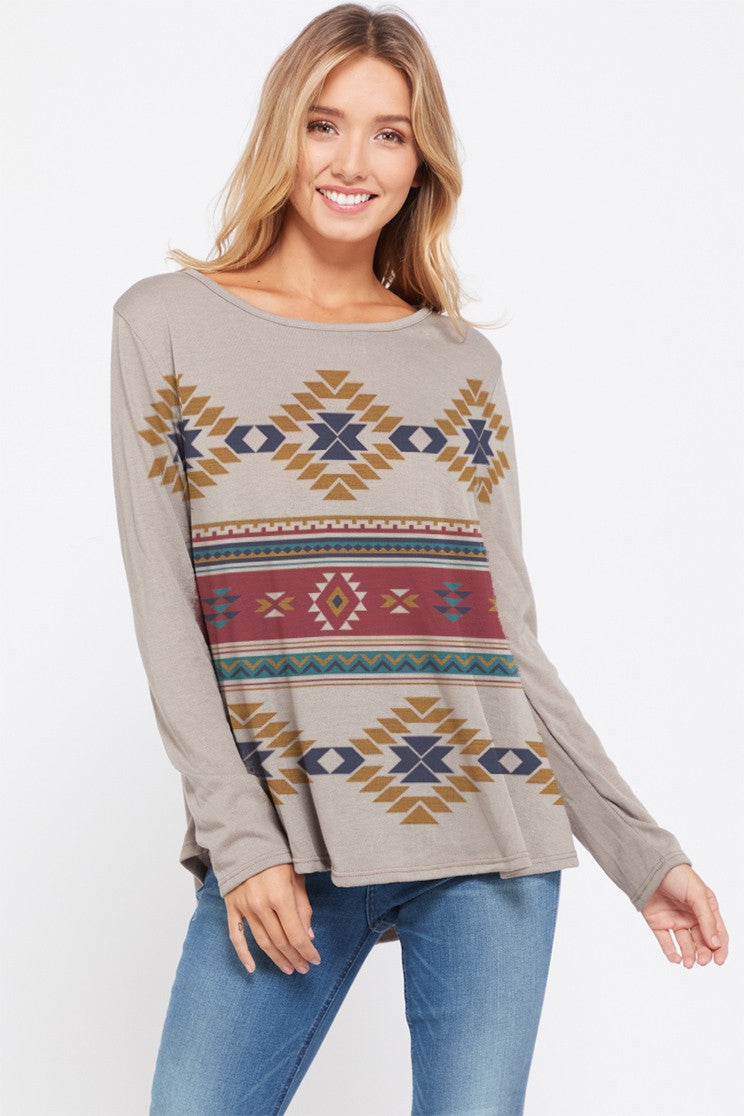 Aztec Taupe Top