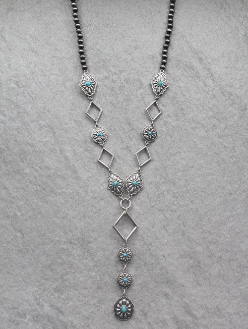 Diamond Concho Drop Necklace
