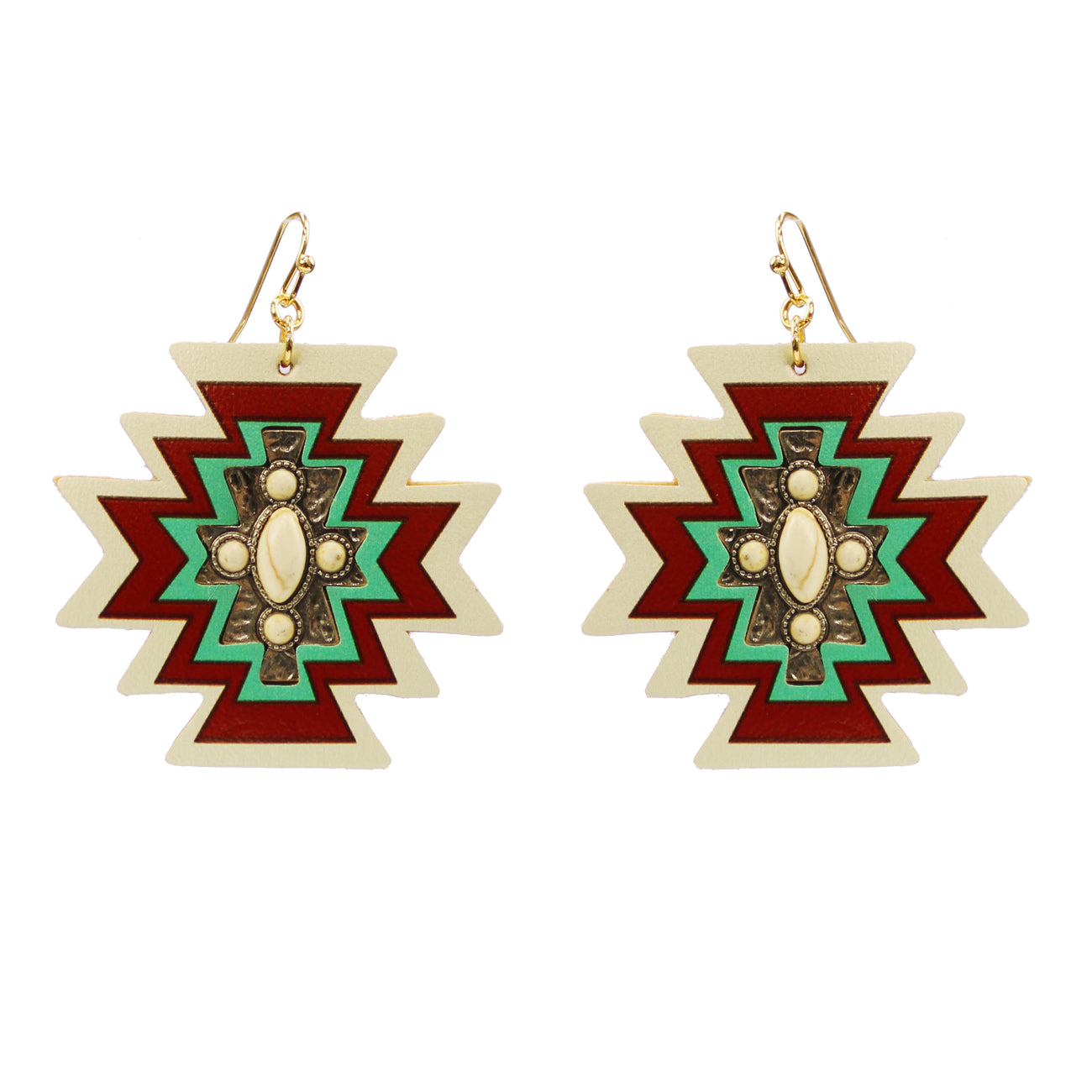 Aztec Leatherette Concho Earrings