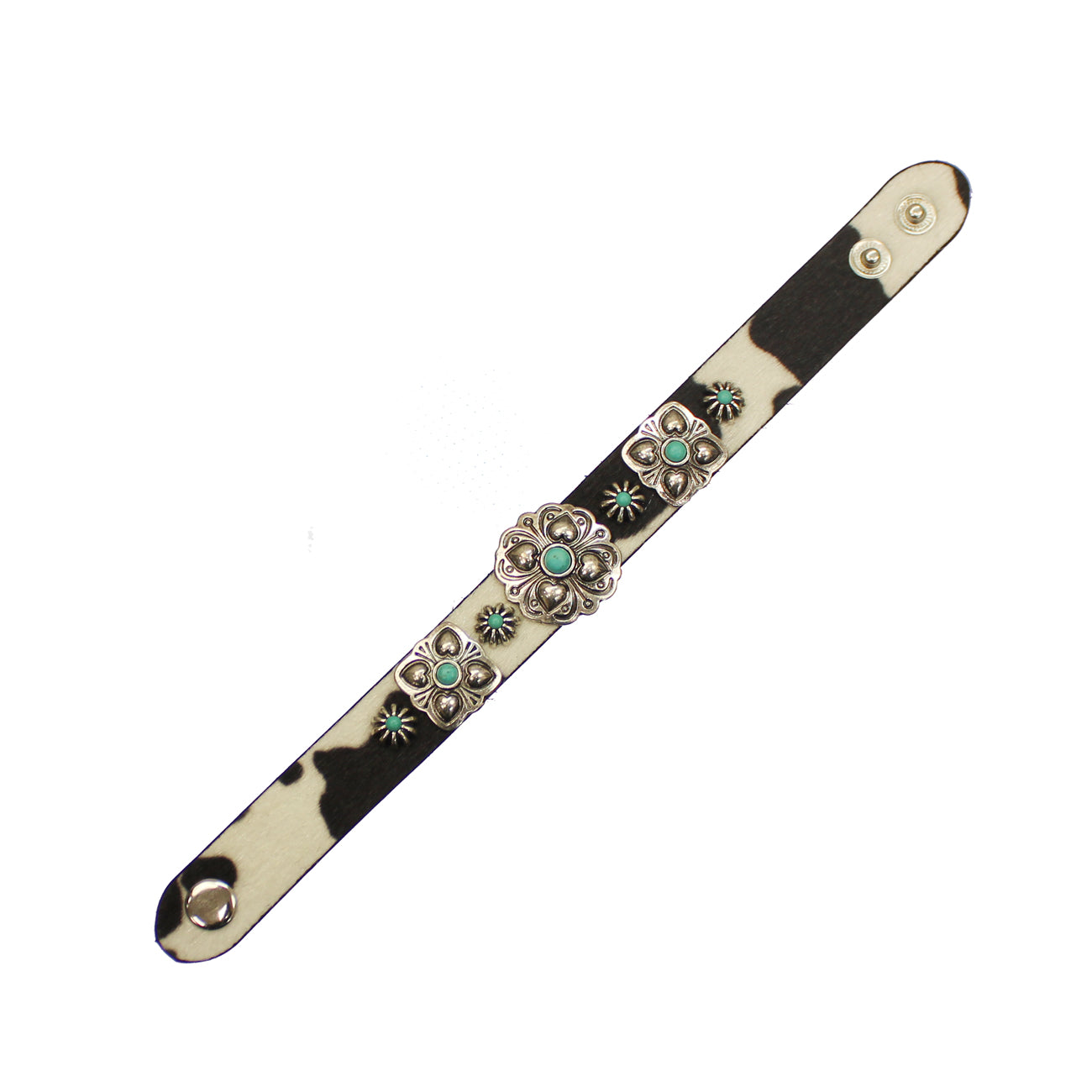 Faux Cowhide & Turquoise Concho Bracelet