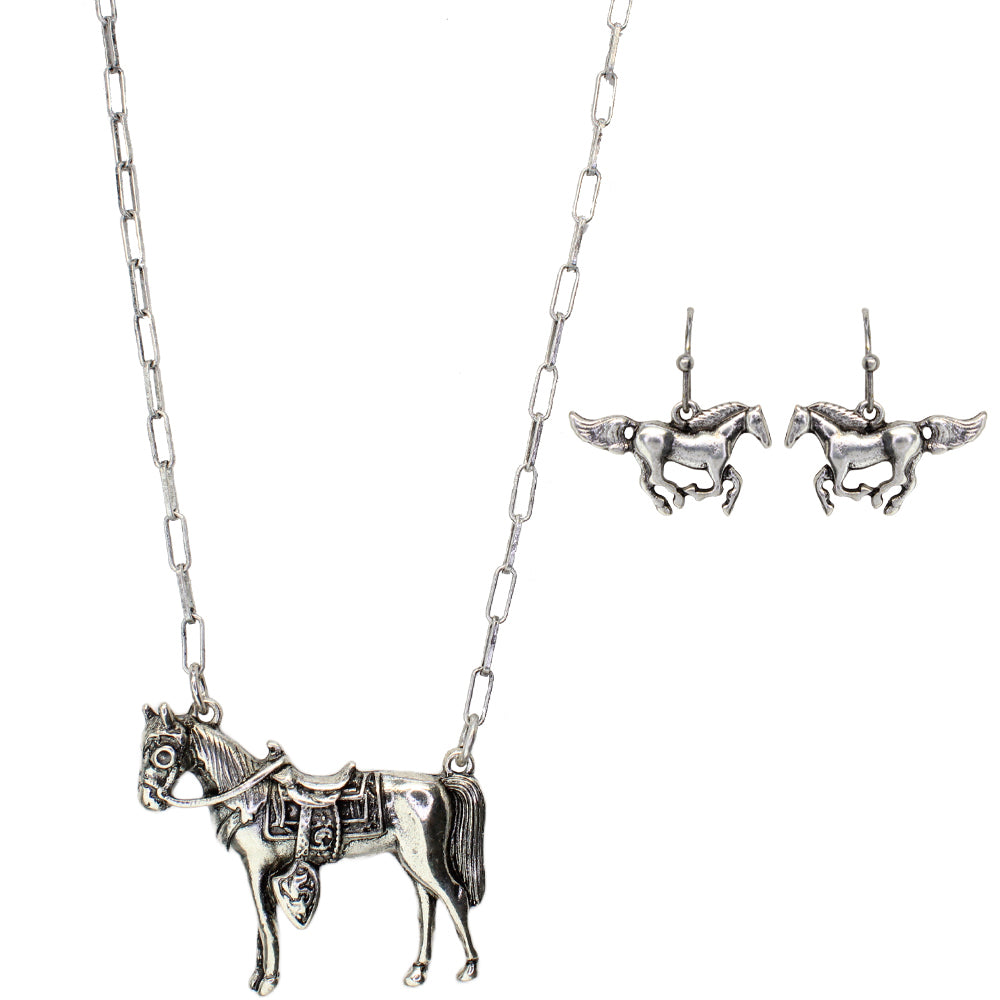 Vintage standing horse w/saddle necklace