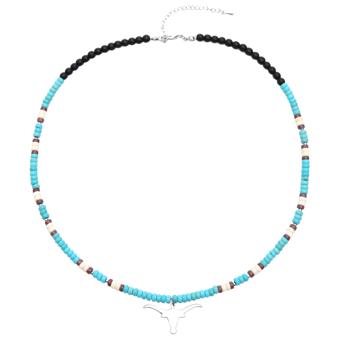 Cow Skull Turquoise Beaded Necklace