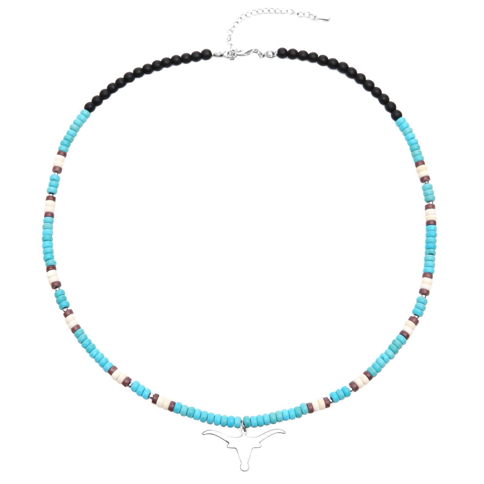 Cow Skull Turquoise Beaded Necklace