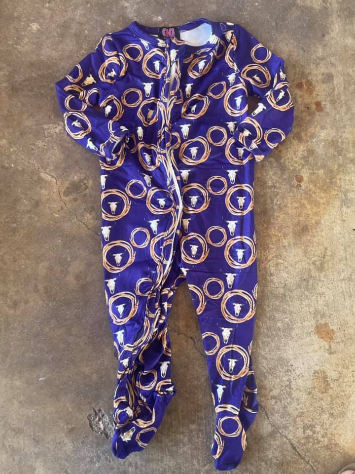 Ropes &amp; Cow Skulls Footed Baby Sleeper