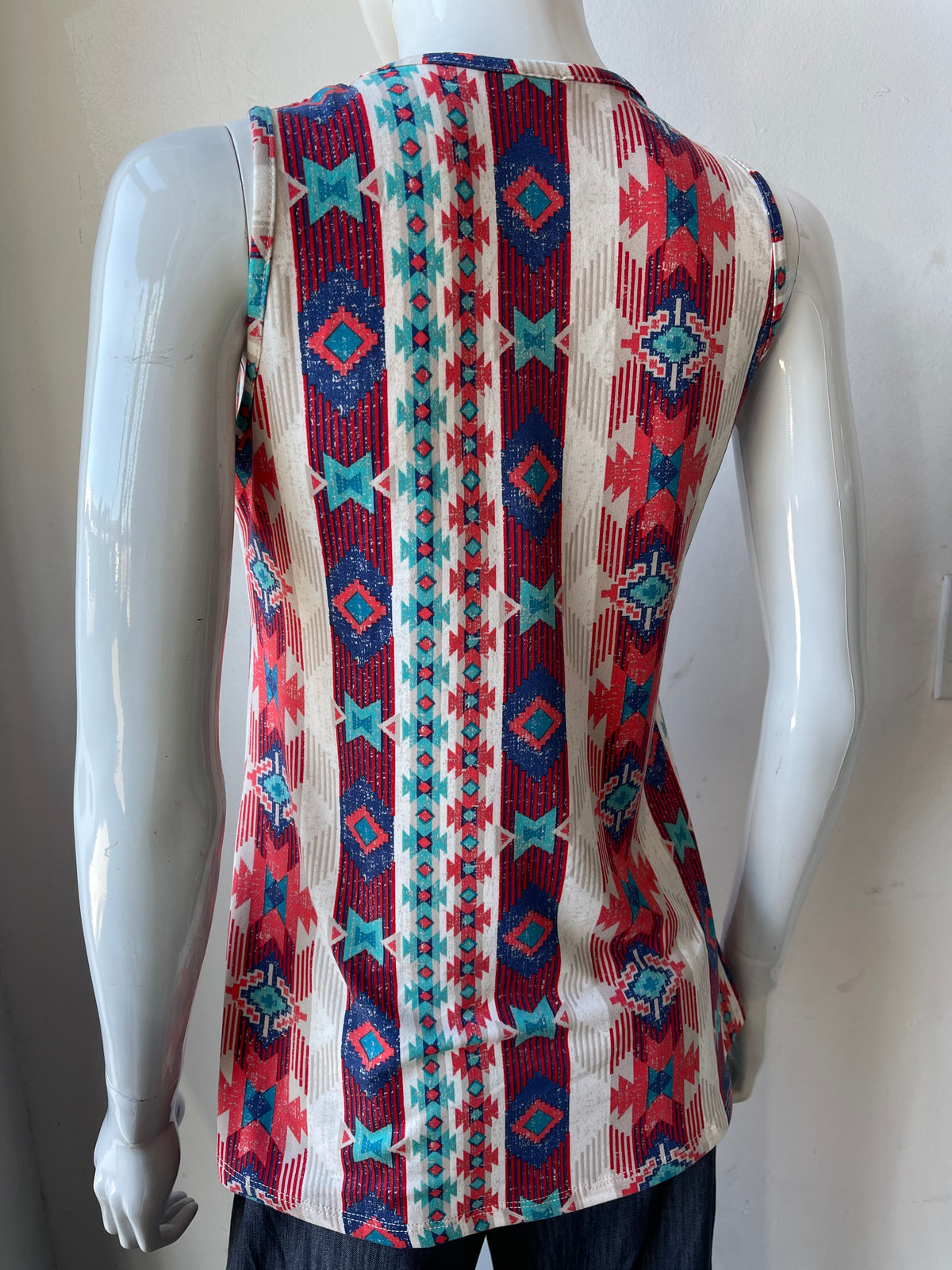 Coral Aztec Tank Top