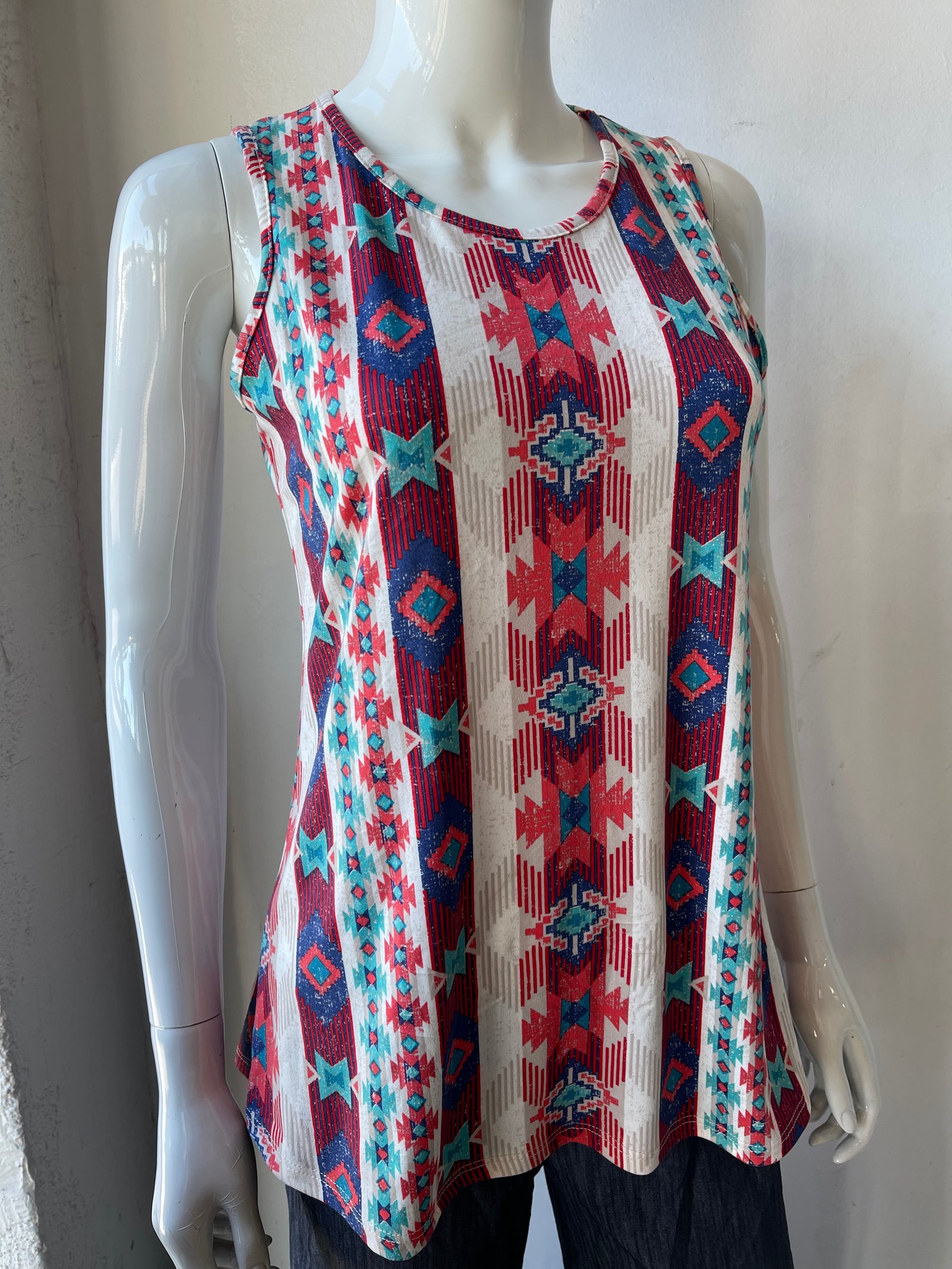 Coral Aztec Tank Top