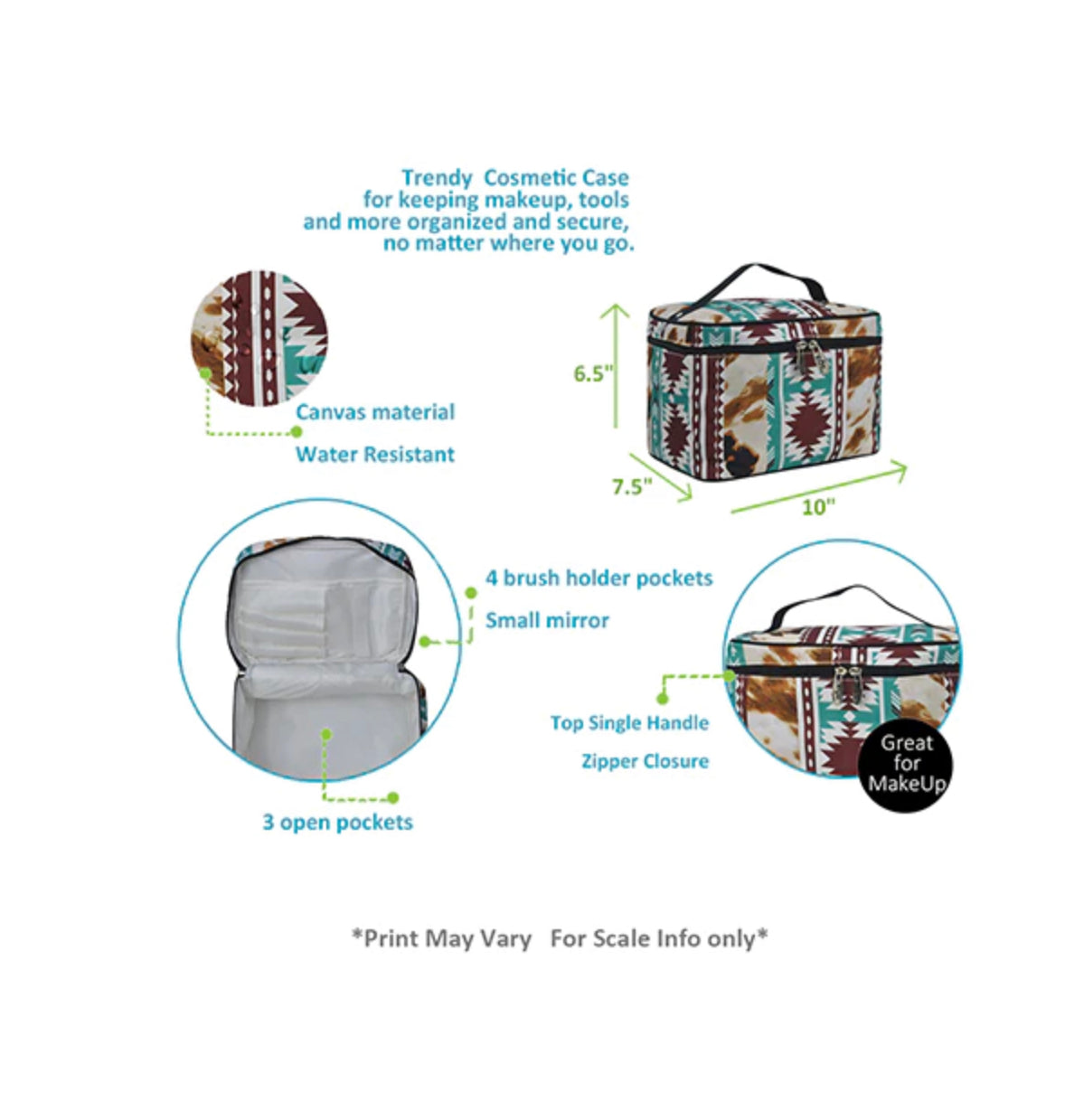 Western Cow Cosmetic Case