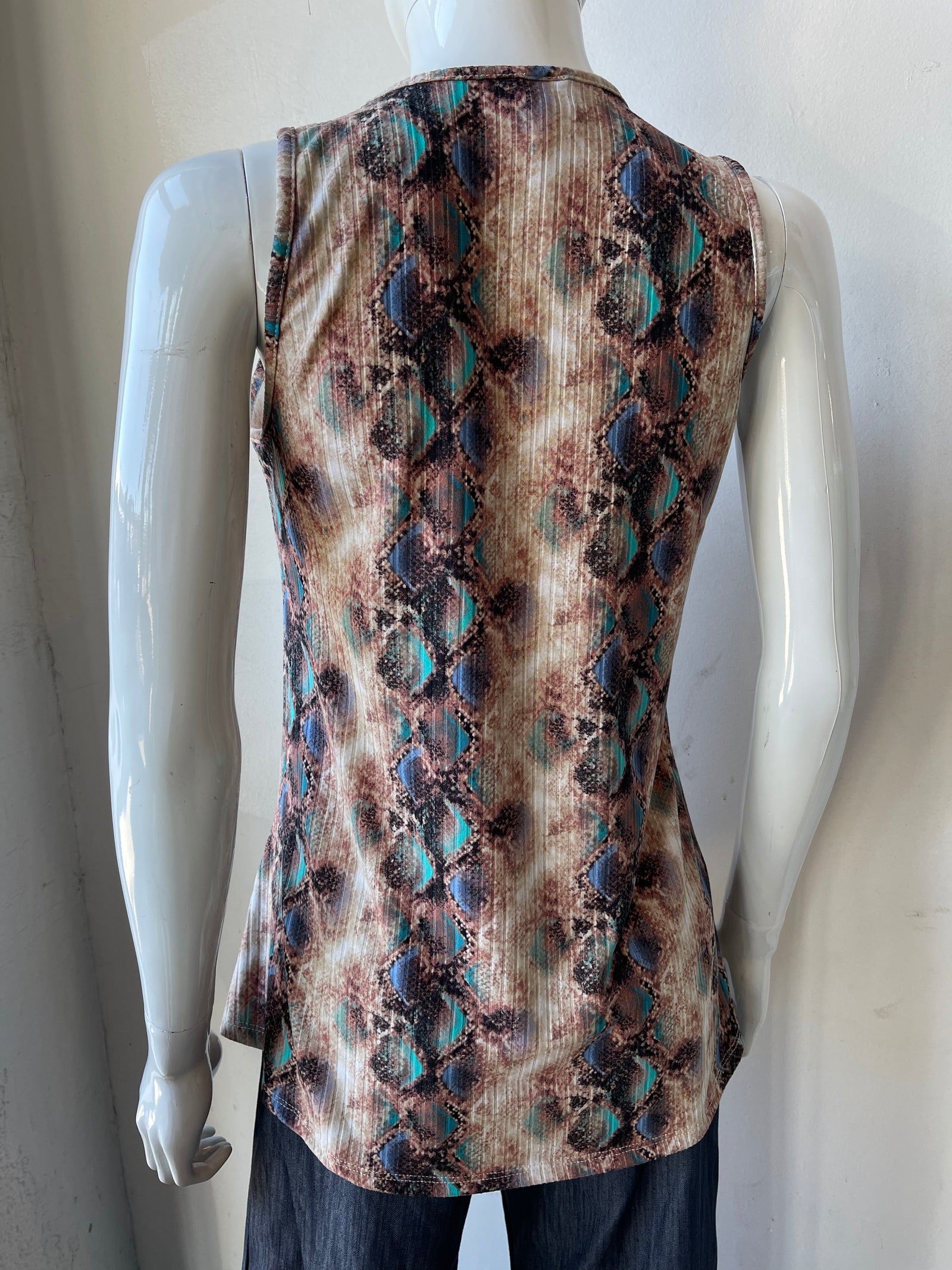 Turquoise Snake Skin Tank Top