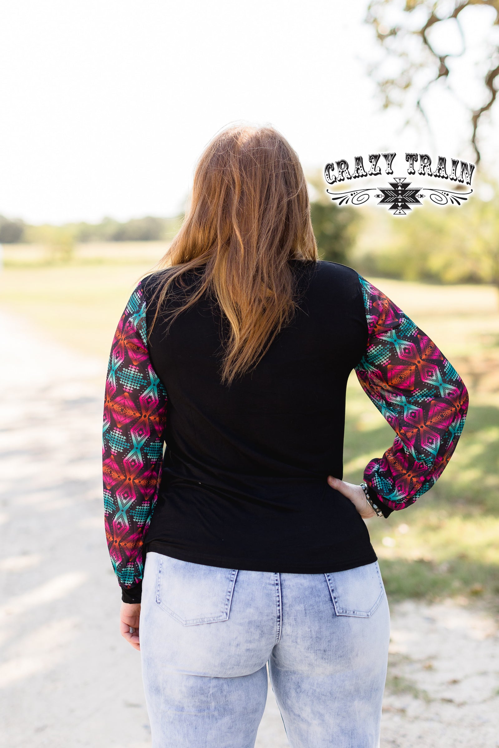 Aztec Bubble Sleeve Top