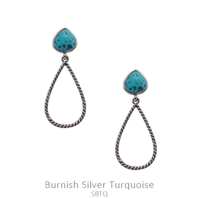 Rope Tear Drop & Stone Earrings