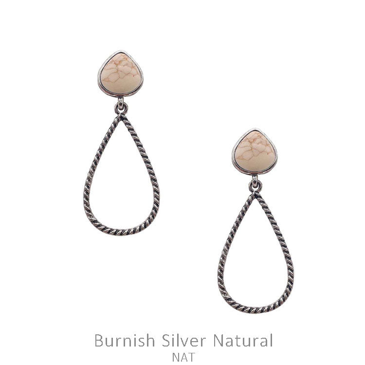 Rope Tear Drop &amp; Stone Earrings