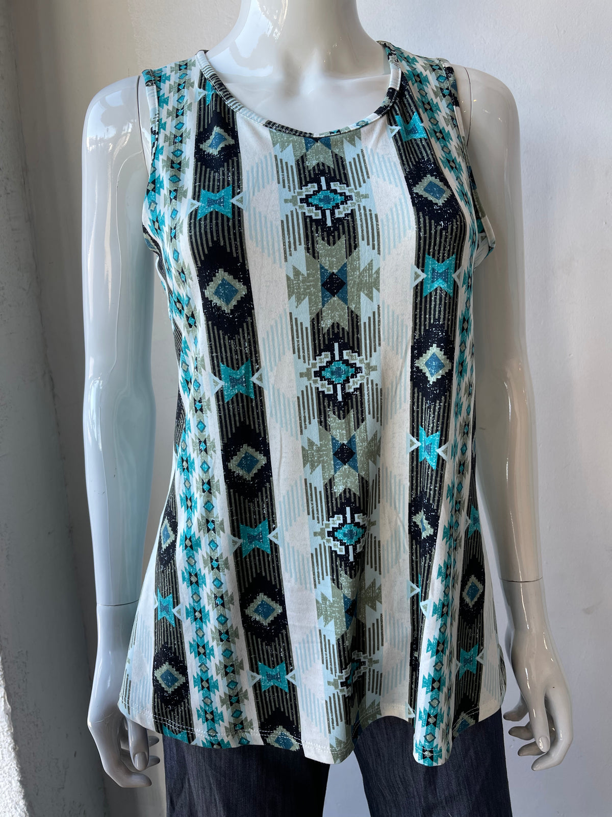 Turquoise Aztec Tank Top