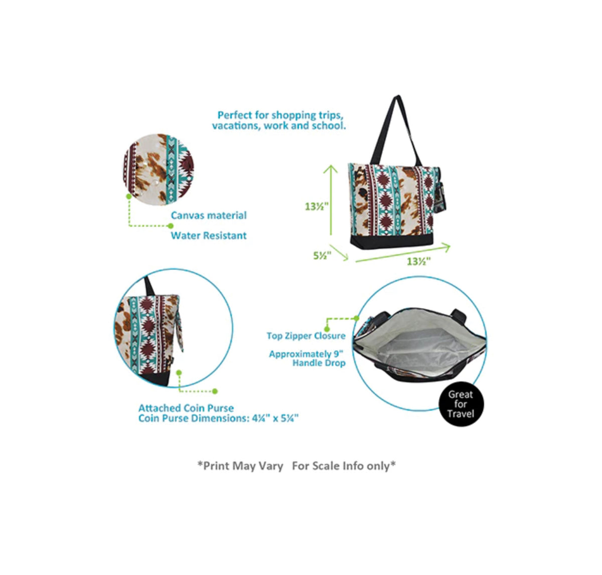 Western Cow Canvas Tote Bag