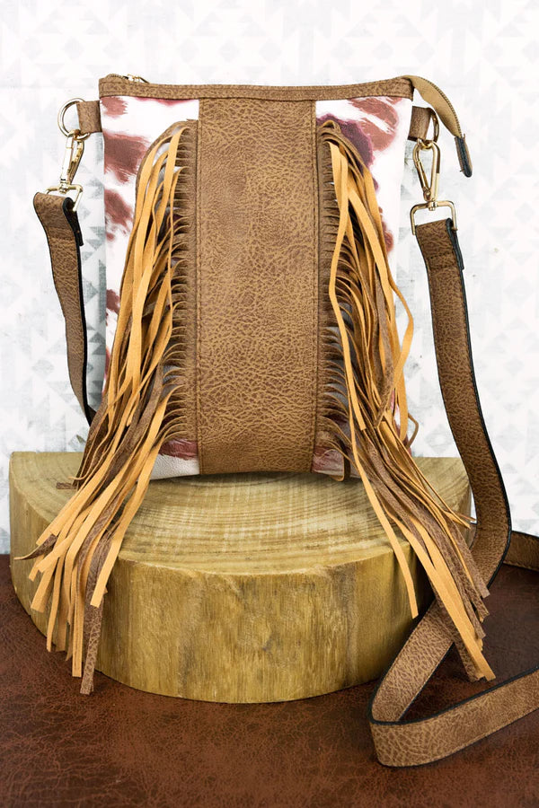 Till The Cows Come Home Faux Leather Fringed Crossbody