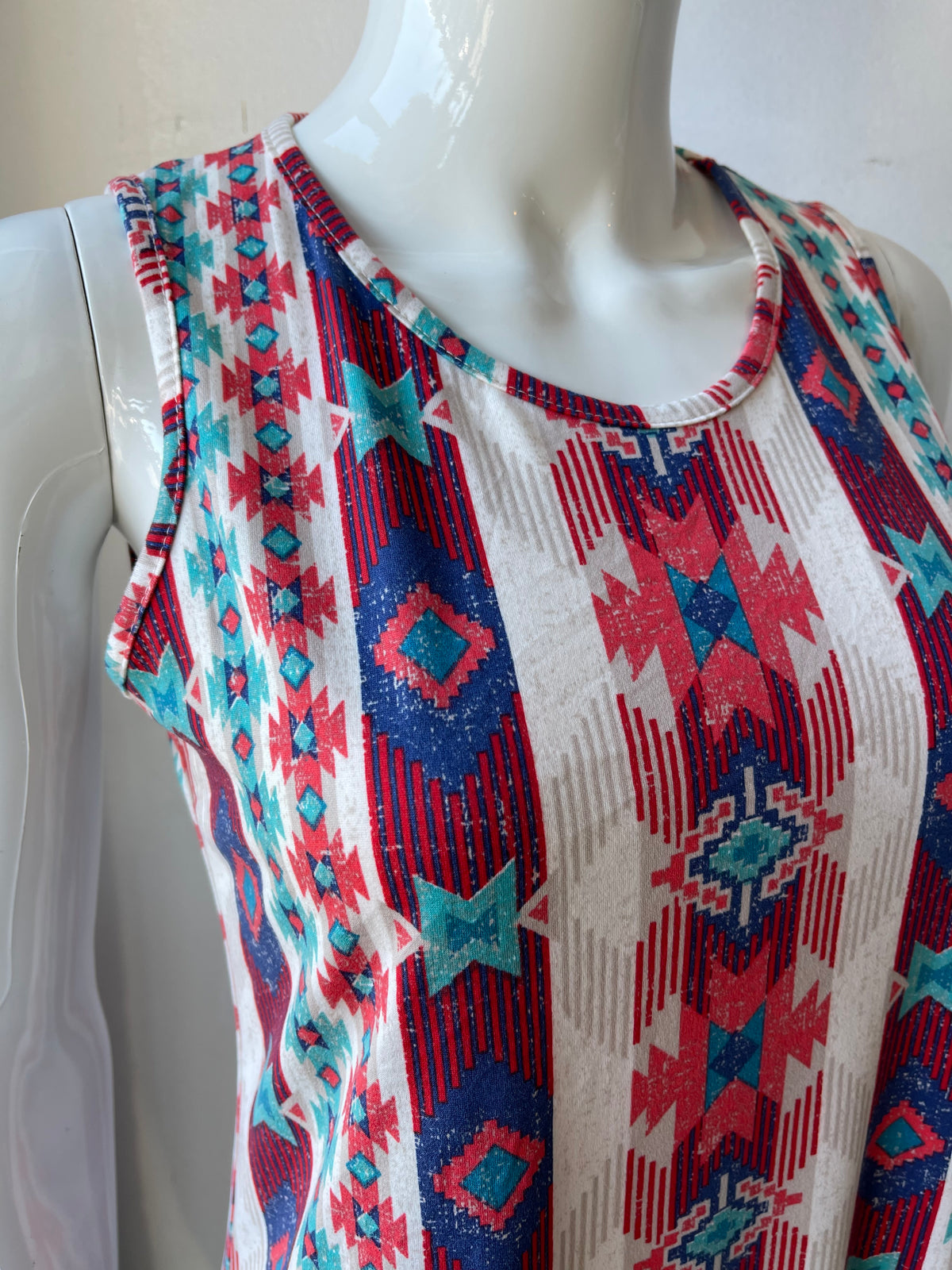 Coral Aztec Tank Top