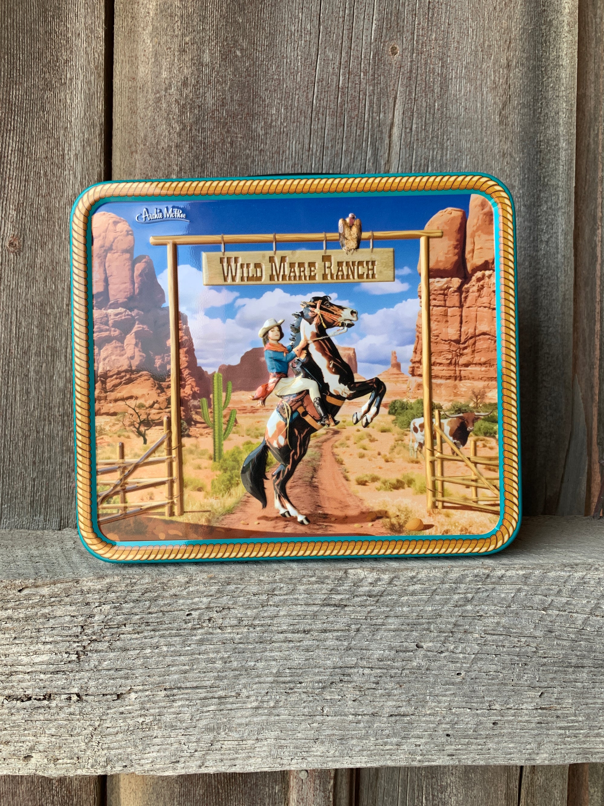 Retro Cowgirl Metal Lunch Box