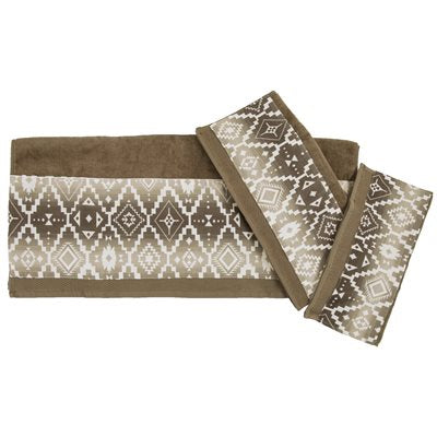 Chalet Aztec Appliqué 3 PC Bath Towel Set Mocha