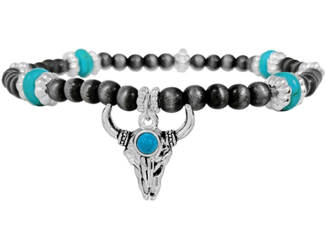 Western Pearl Charm Stretch Bracelet