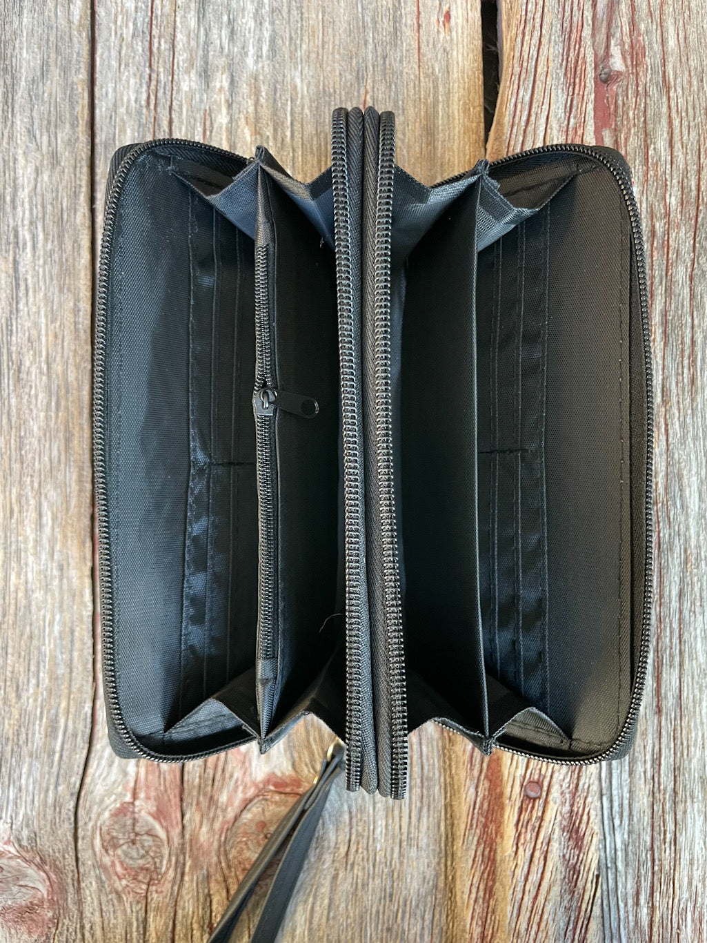 Cowhide Round Up Double Zip Wallet