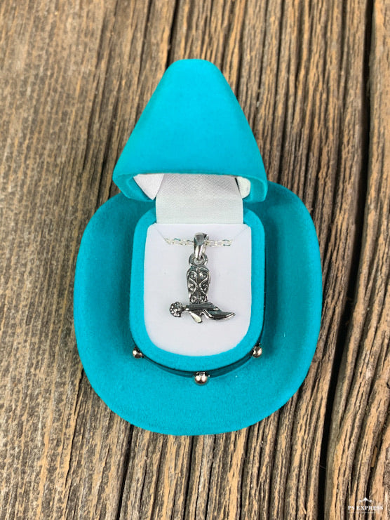 Girls cowboy boot necklace  w/ hat gift box