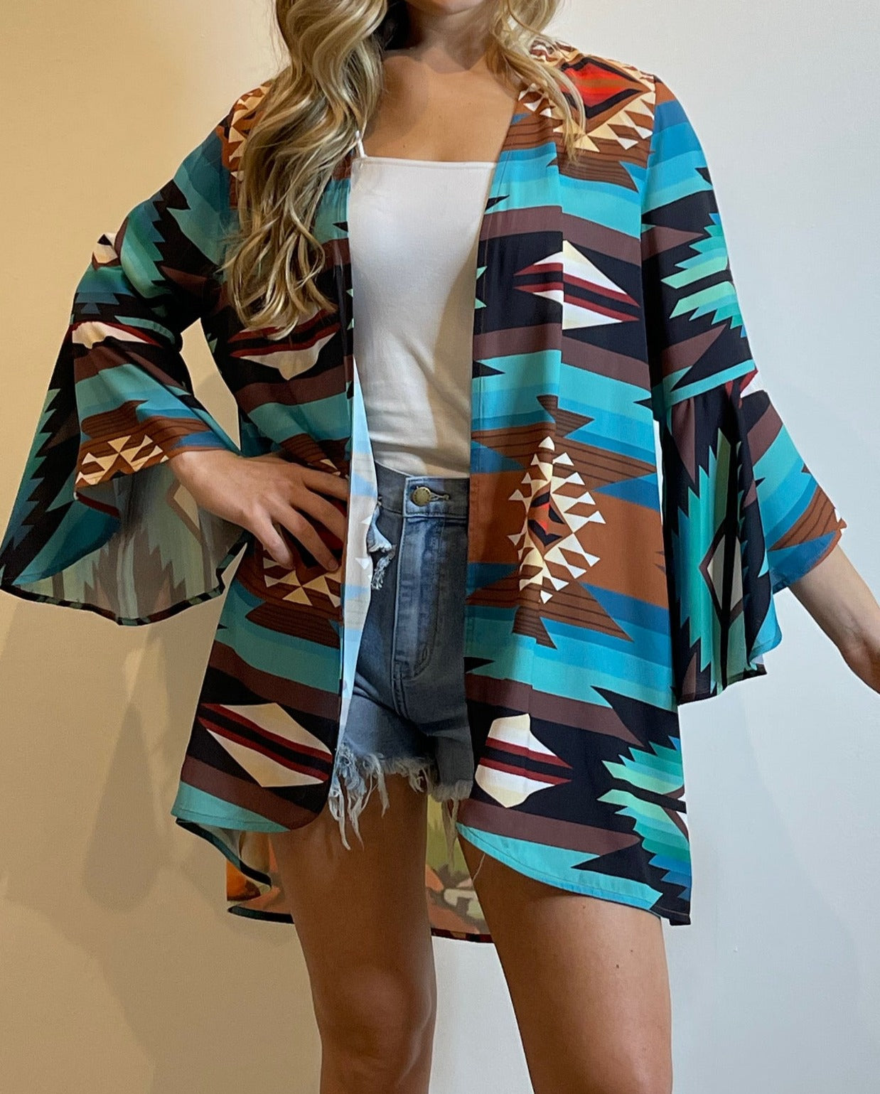 Blue Aztec Cowboy Kimono