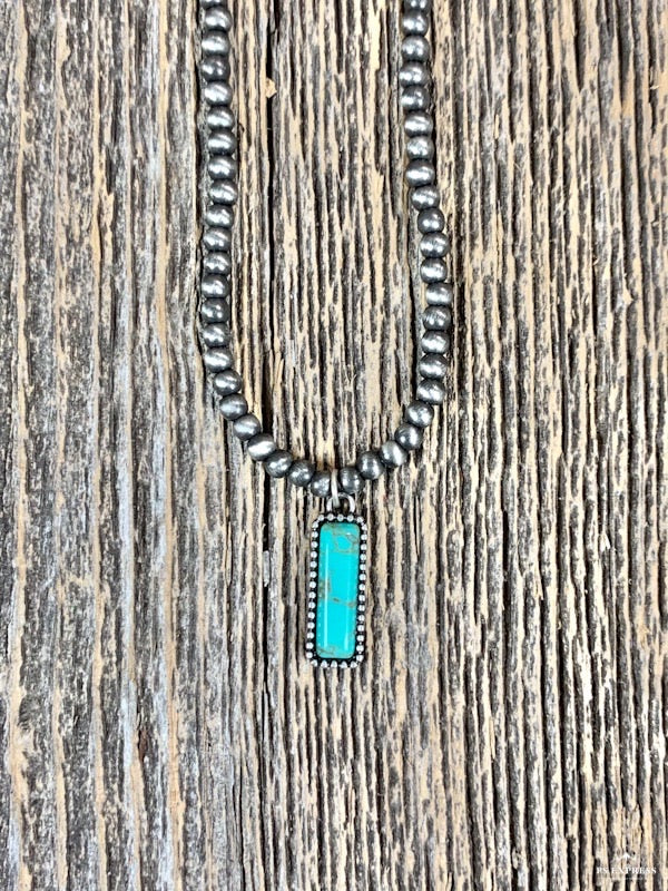 Navajo Pearl Choker Rectangle Pendant