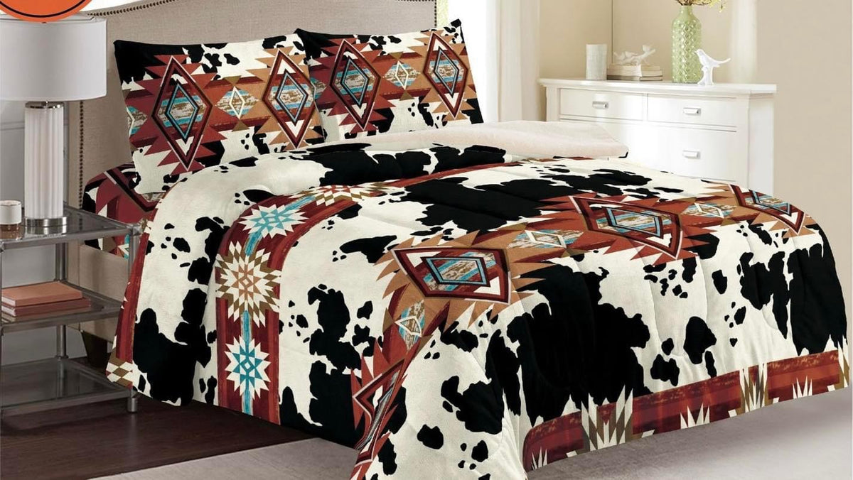 Western Print Sherpa Bedding Set