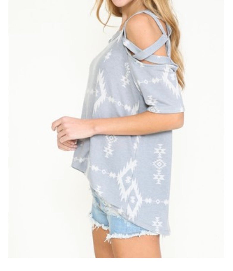 Aztec Cold Shoulder Top