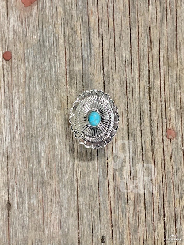 Turquoise Oval Concho Cabinet Knob