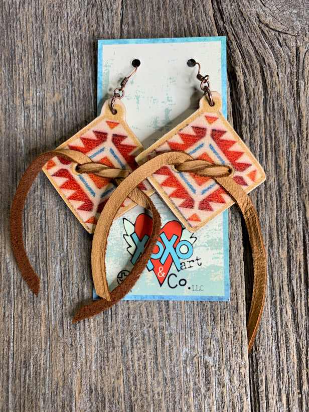 Pendleton Red Leather Earrings