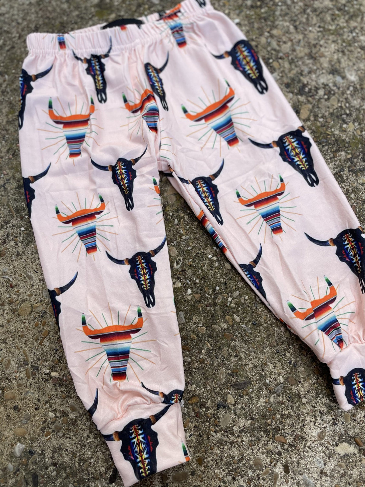 Kids Serape Cow Skull Joggers