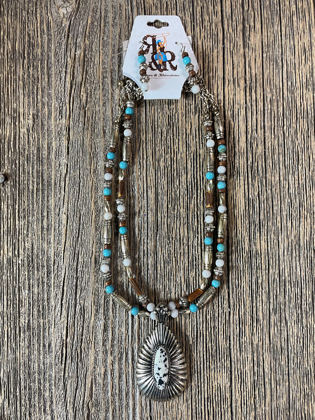 Tear Drop Multi Strand Stone Necklace