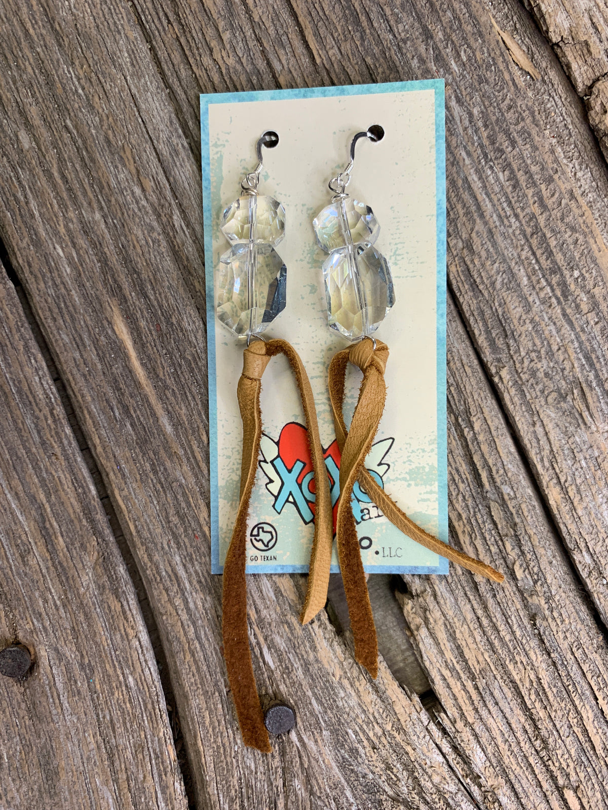 Crystal &amp; Leather Earrings