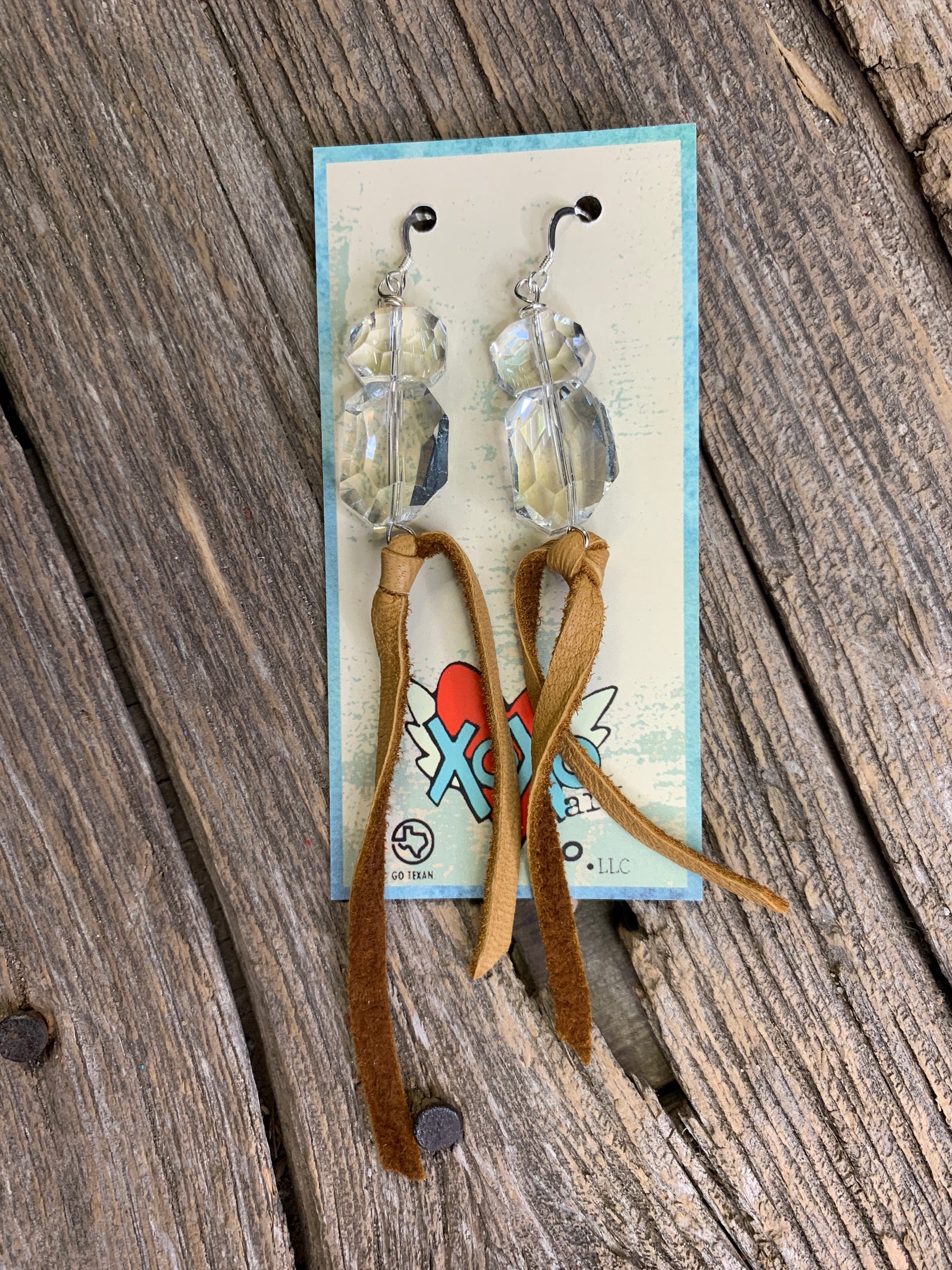 Crystal & Leather Earrings