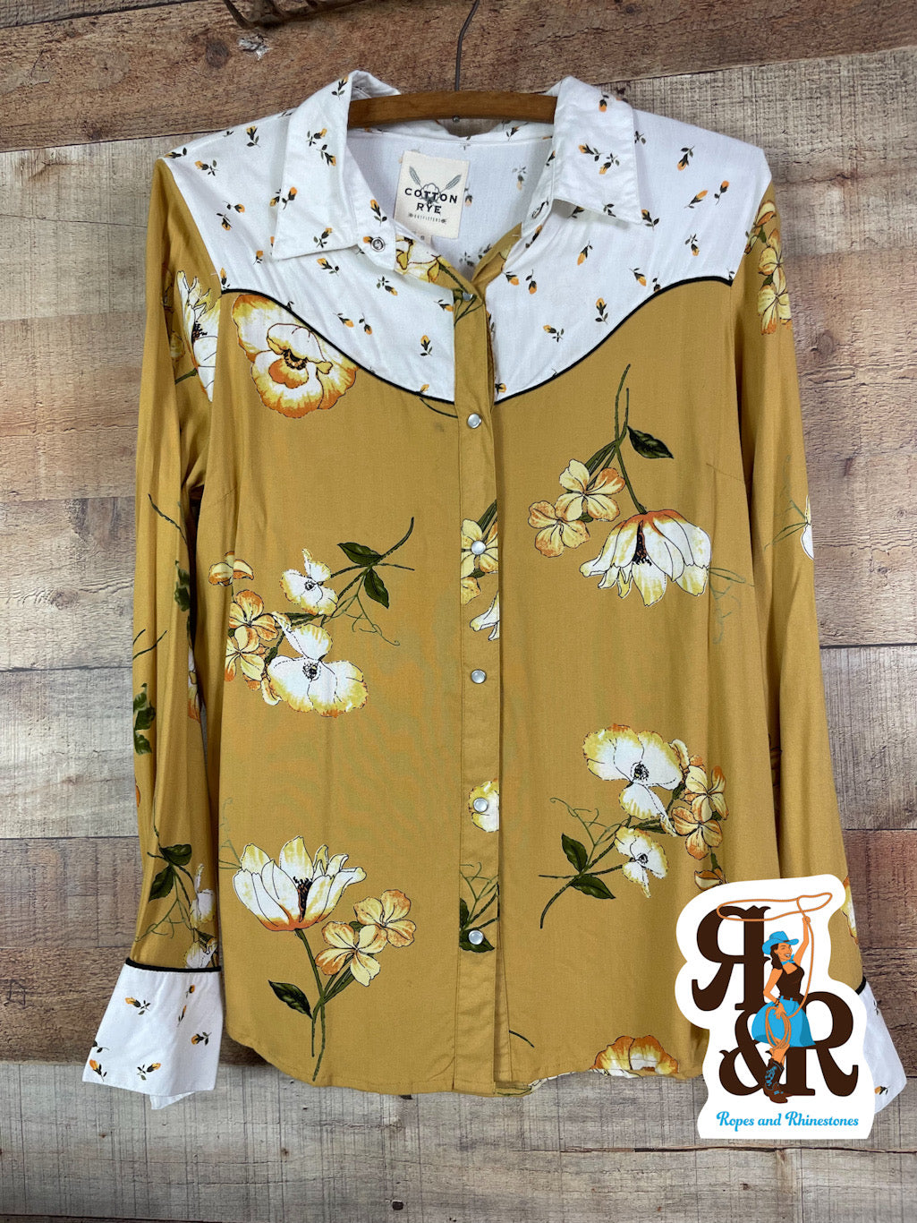 Mustard Floral Snap Shirt