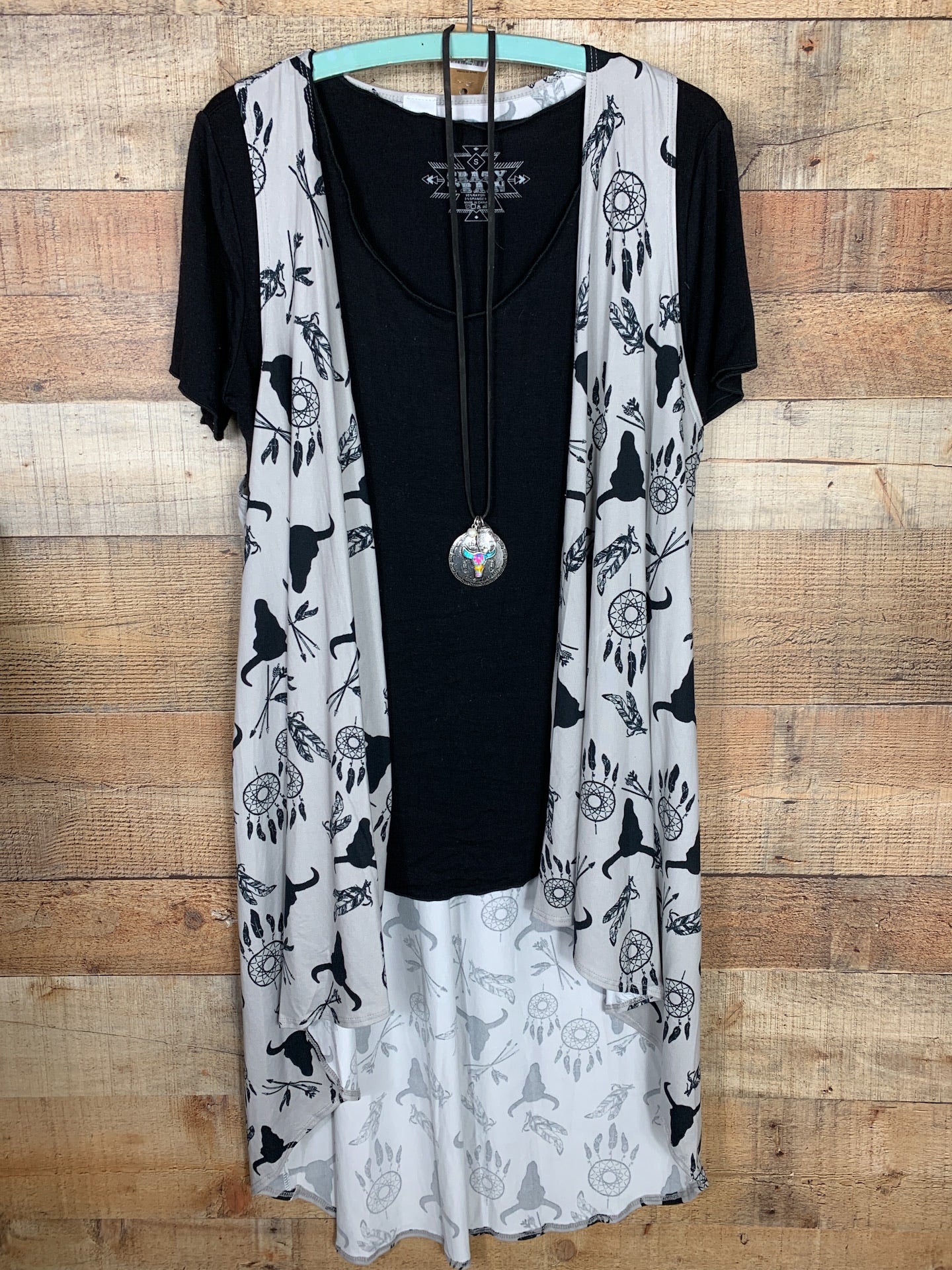 Western Cow Skull Print Vest