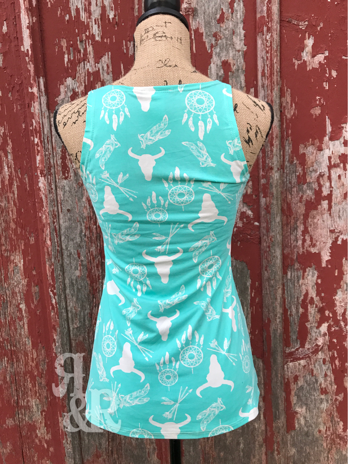 Western Cow Skull Print Tank Top