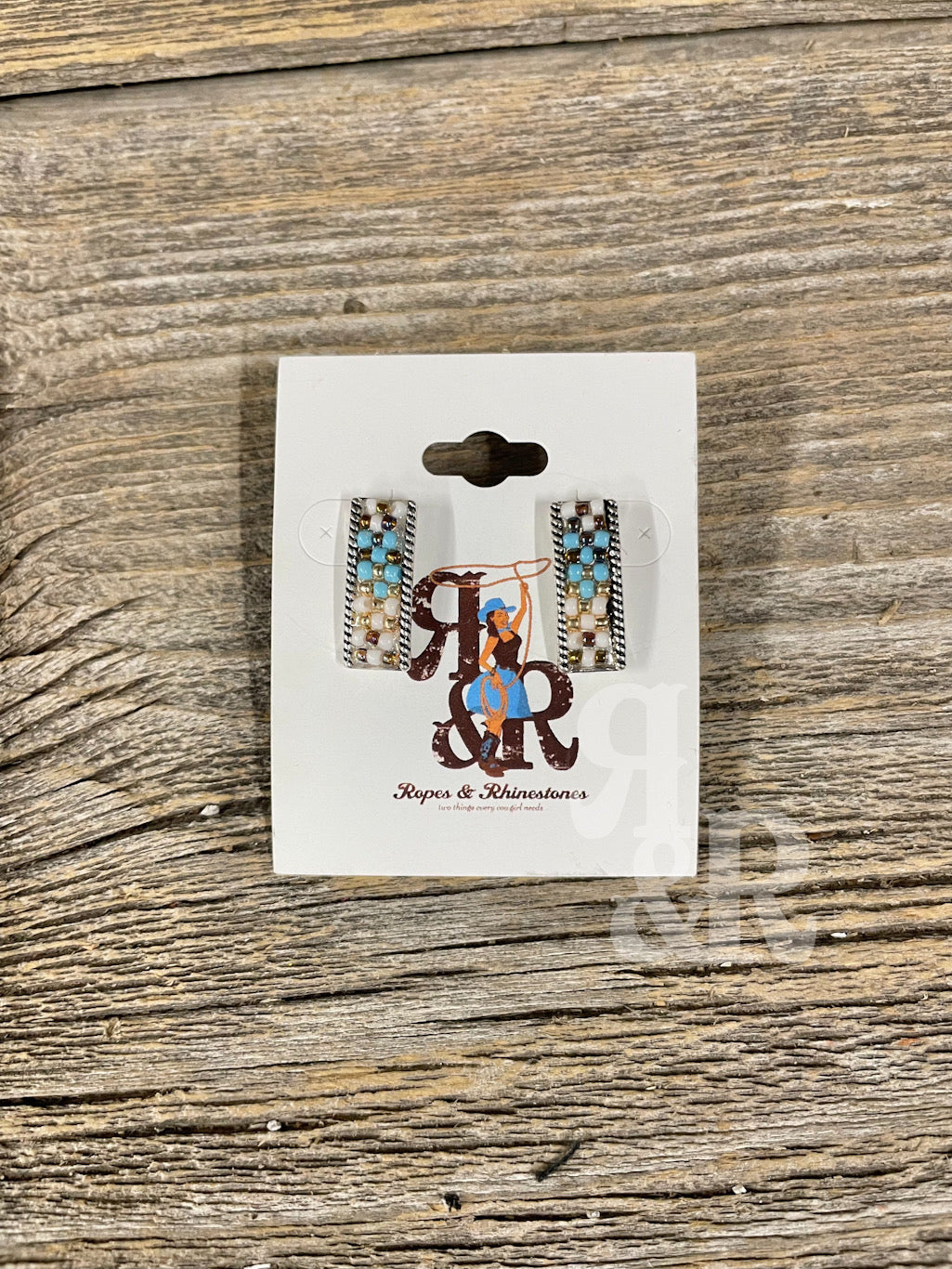 Western Seed Bead Rectangle Earrings