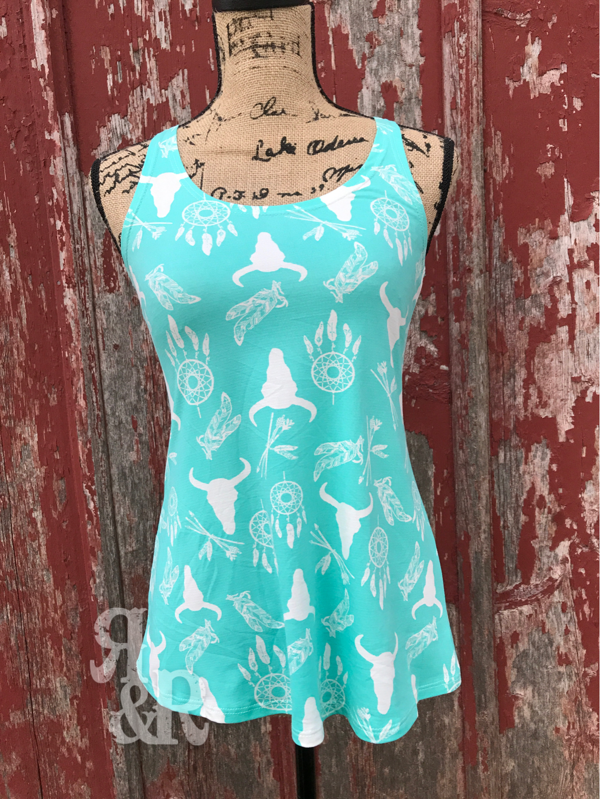 Western Cow Skull Print Tank Top