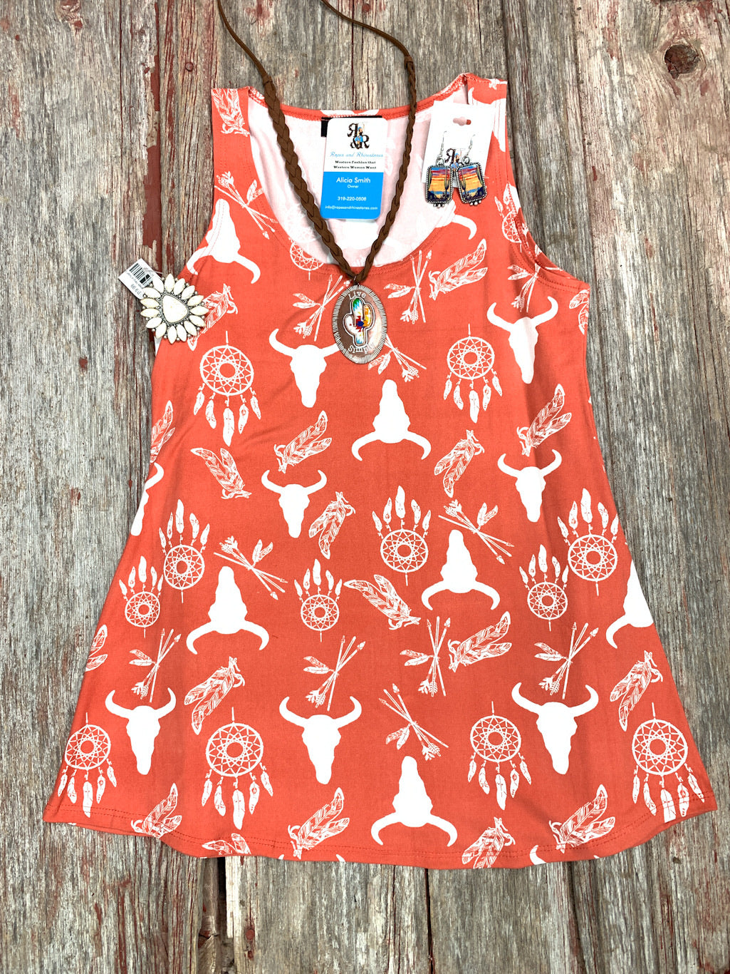 Western Cow Skull Print Tank Top