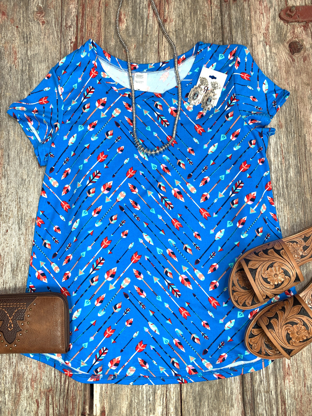Blue Arrow Short Sleeve Top