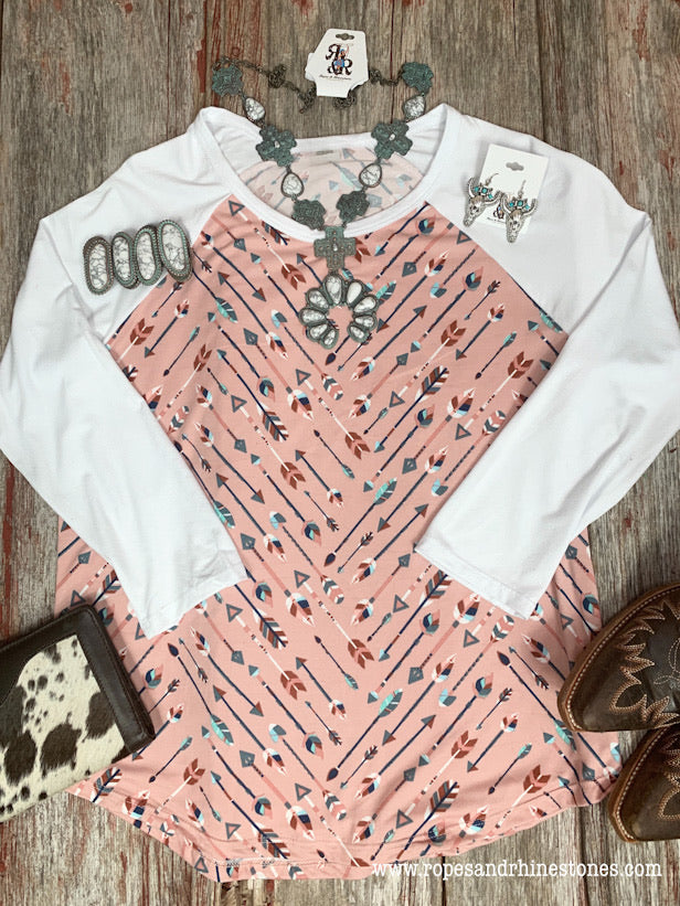 Blush Arrow Baseball Shirt