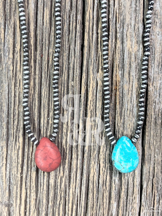 Tear Drop Faux Navajo Pearl Choker