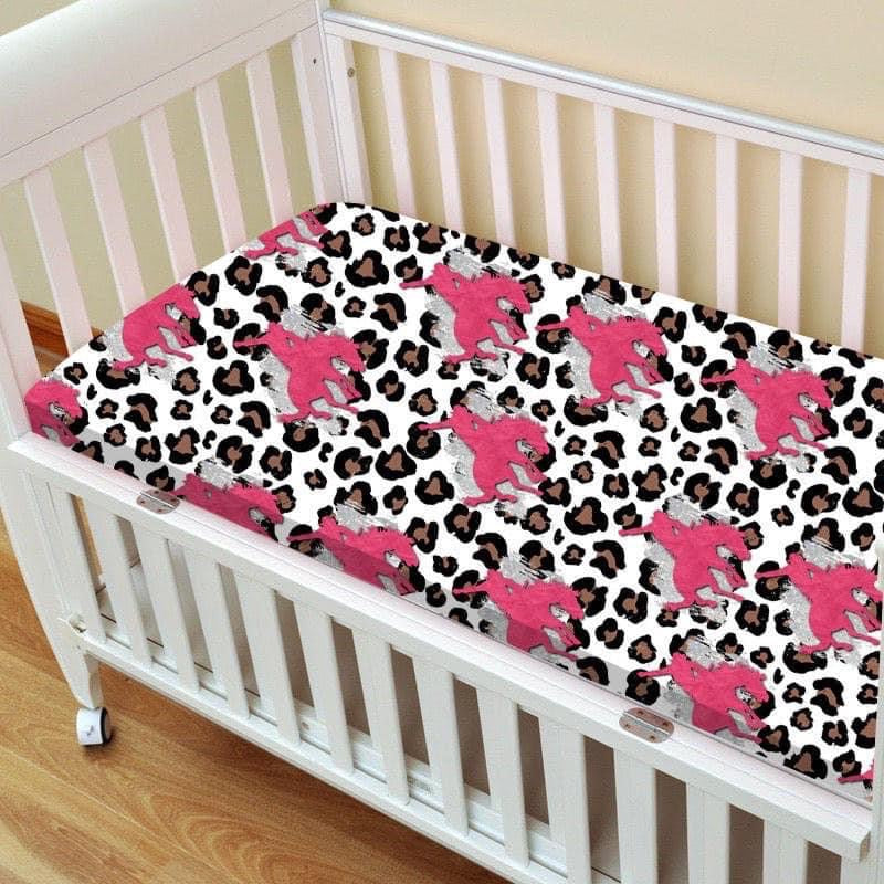 Pink Leopard Cowgirl Crib/Toddler Fitted Sheet