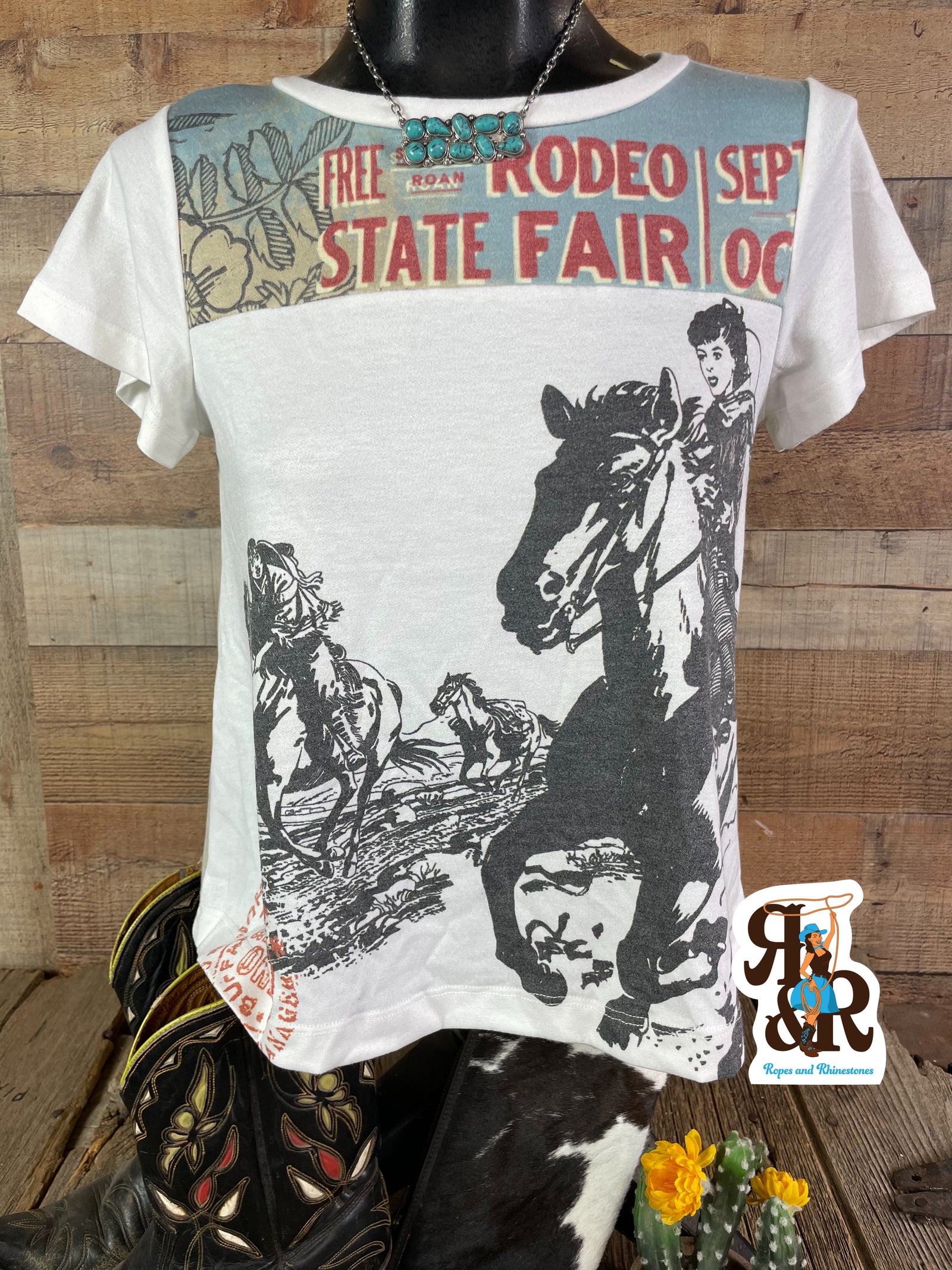 Wild West Show Cowgirl Collage Shirt