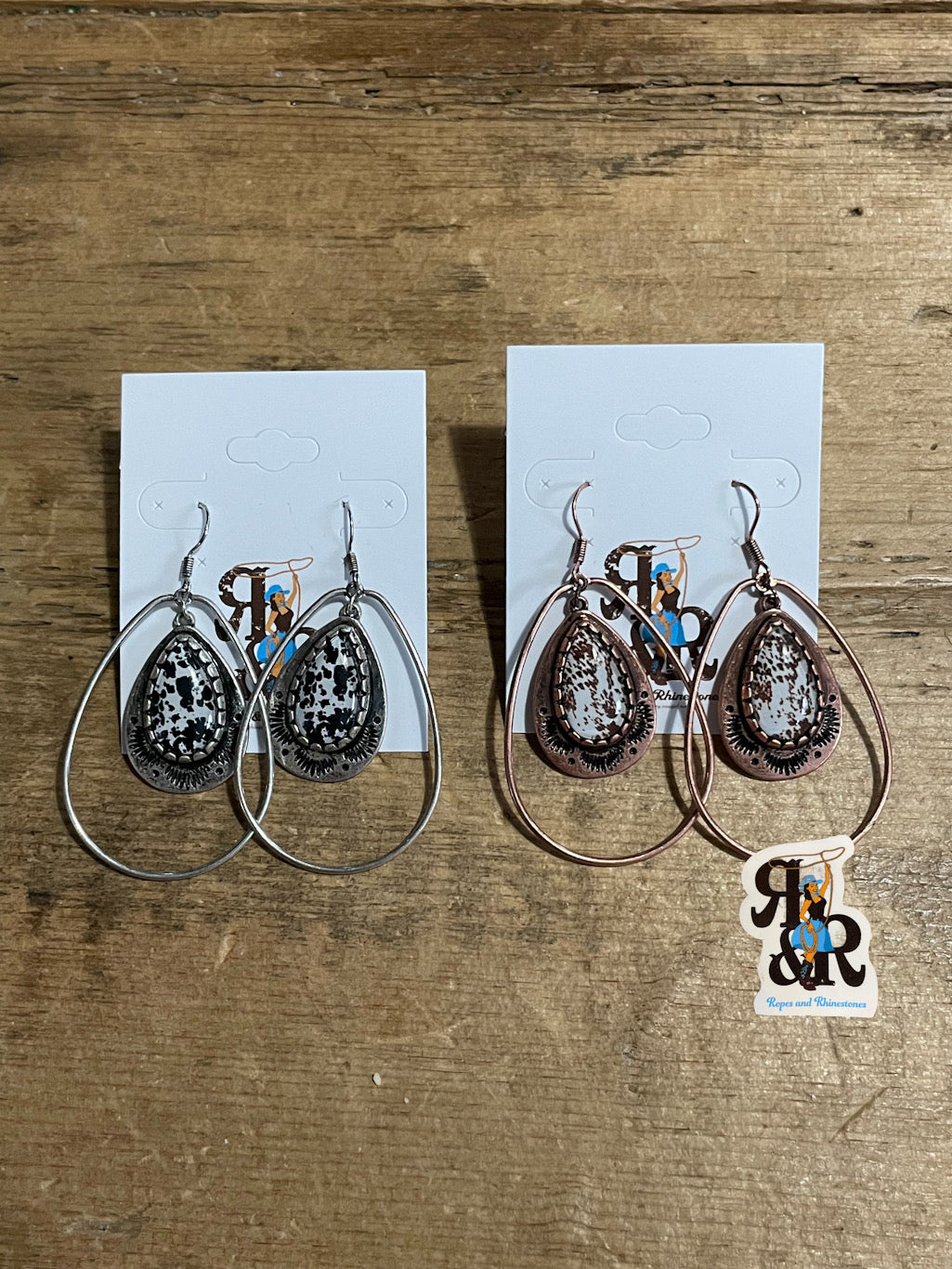 Cowhide Print Charm Hoop Earrings