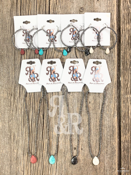 Tear Drop Faux Navajo Pearl Earrings