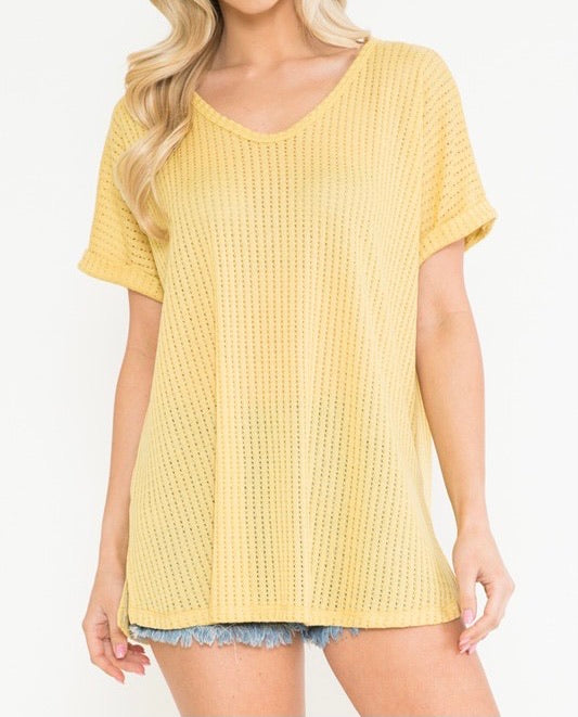 Mustard Loose Weave Top