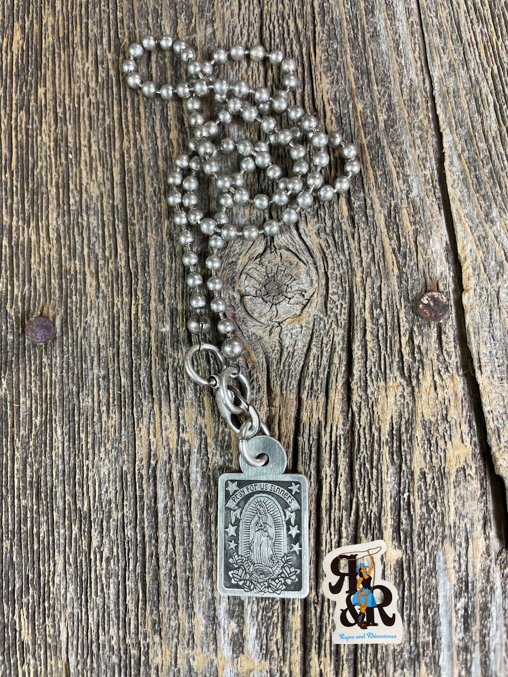 Pray For Us Sinners Tag Necklace