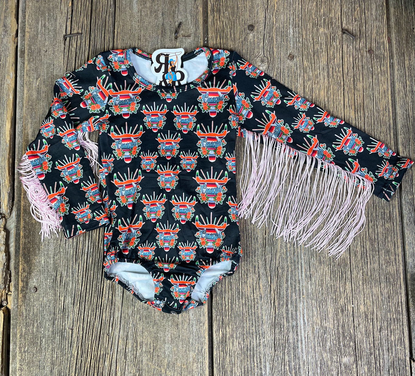Cowgirl Cow Skull Fringe Body Suit